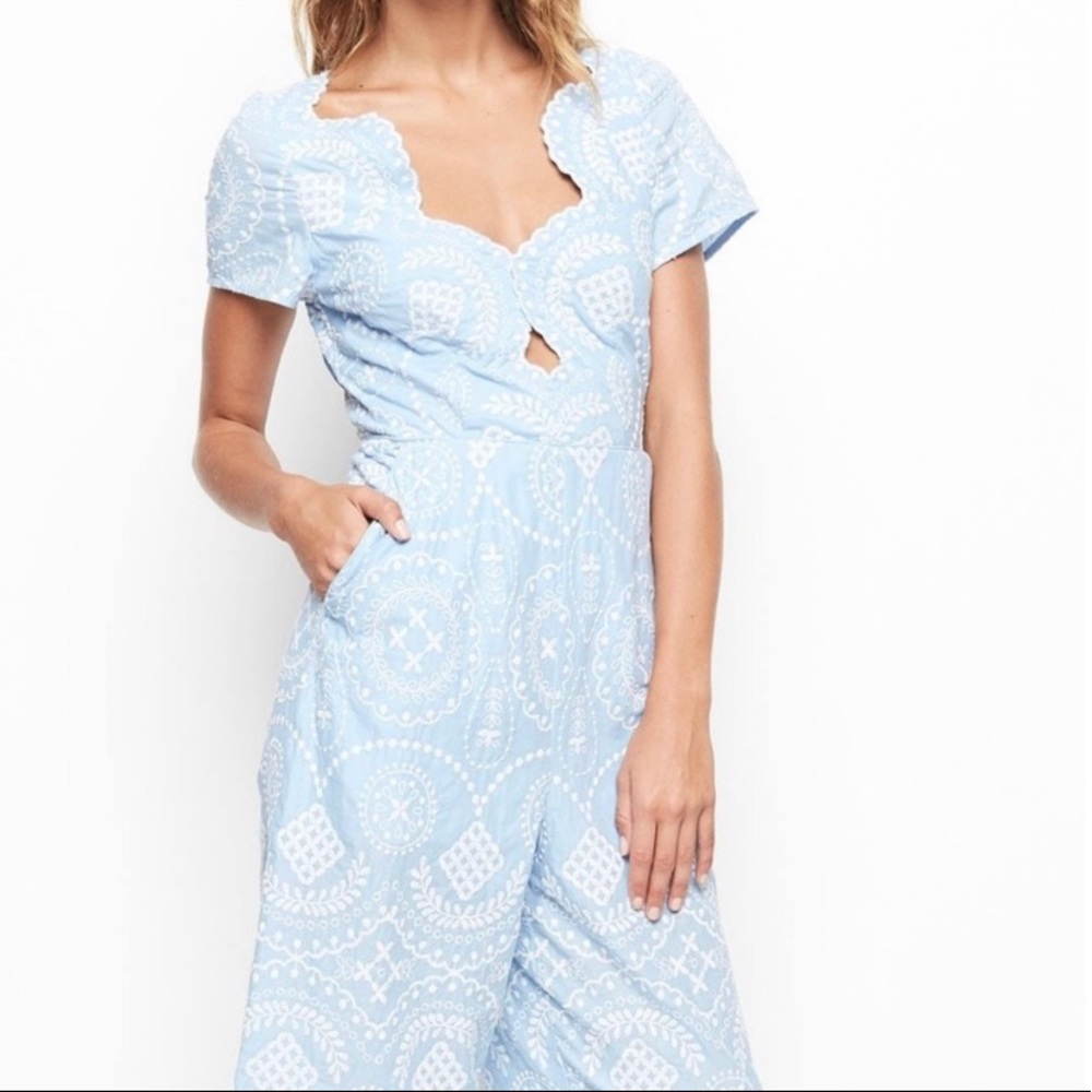 Alice McCall Dusty Blue Embroidery Romper